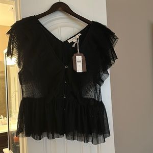 NWT Anthropologie black lace top- size XL